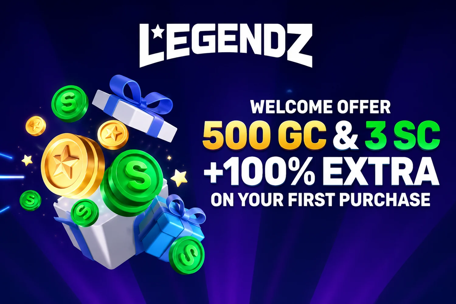 Legendz on any device - 500 GC and 3 SC plus 100% extra on first purchase